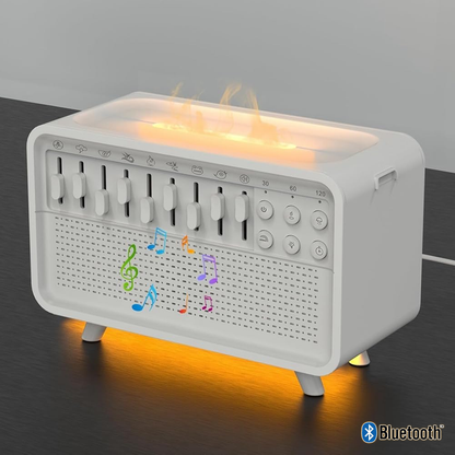 Humidificador con 8 sonidos naturales, bluetooth, luz ambiental y aroma.